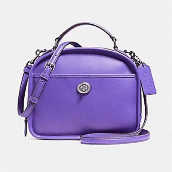 NWOT Coach Women's Lunch Pail Crossbody Bag Antique Nickel/Purple F11785 ANP COA - Picture 1 of 9